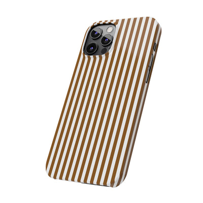 Slim Mocca Brown Striped Cute Phone Case for Iphone 16 - | iPhone 15 Pro Max Case | iPhone 14 Case Iphone 13 12 11 10 9 8 7 XS X Gift for Her - Studio40ParkLane