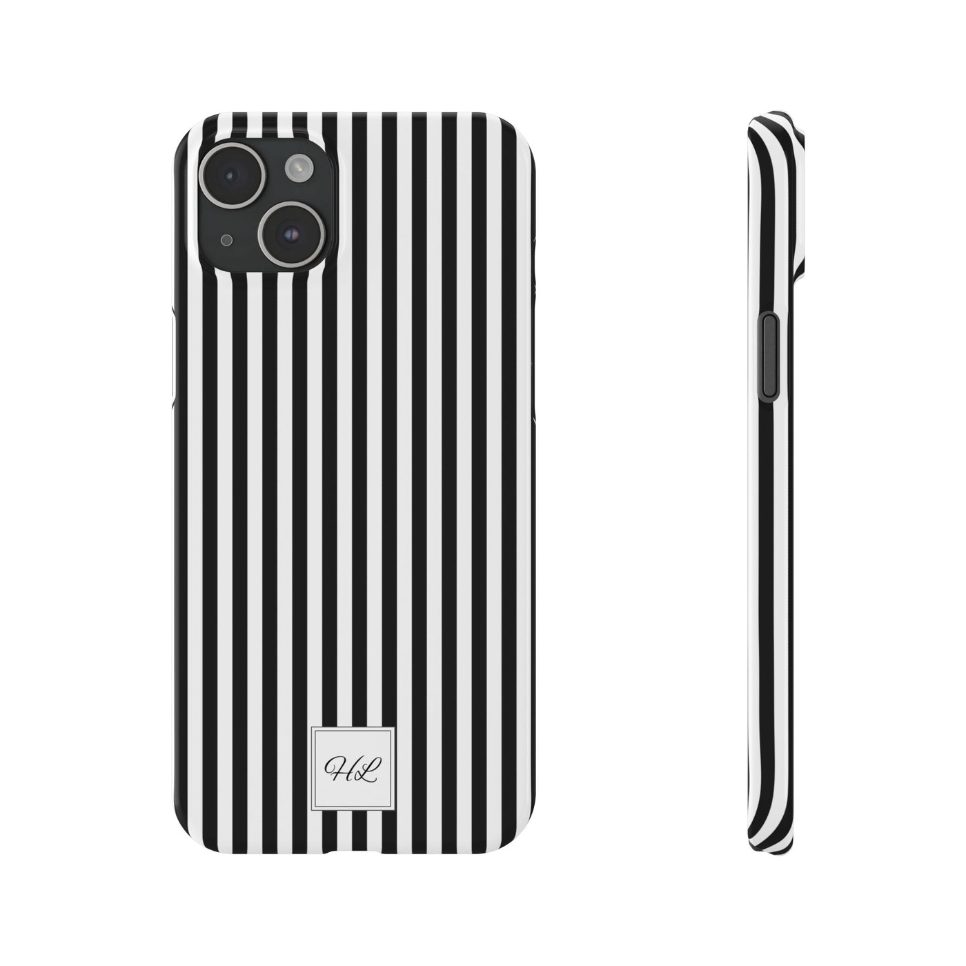 Slim Custom Personalized Black White Striped Phone Case for Iphone 16 - | iPhone 15 Pro Max Case | iPhone 14 Case Iphone 13 12 11 10 9 8 - Studio40ParkLane