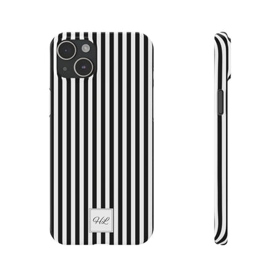 Slim Custom Personalized Black White Striped Phone Case for Iphone 16 - | iPhone 15 Pro Max Case | iPhone 14 Case Iphone 13 12 11 10 9 8 - Studio40ParkLane