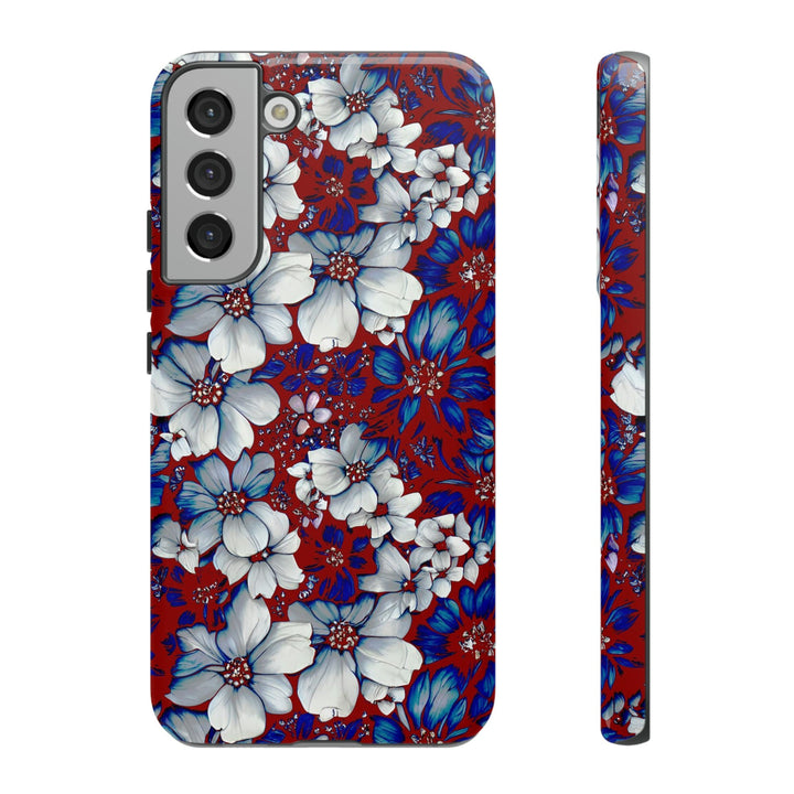 Cute Samsung Phone Case | Aesthetic Samsung Phone Case | Galaxy S23, S22, S21, S20 | Red Blue Flowers, Protective Phone Case - Studio40ParkLane