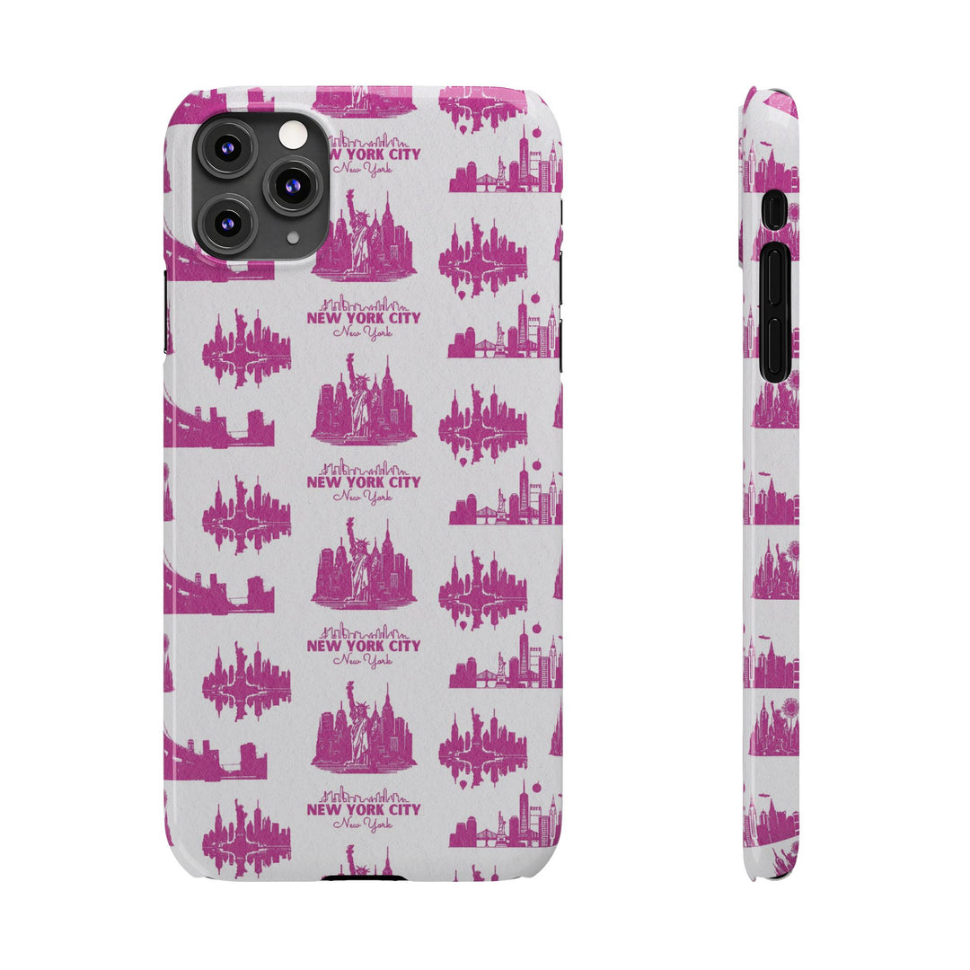 Slim New York Skyline Pink Collage Coquette Gift for Her Cute Phone Cases for Iphone 16 Pro Max | iPhone 15 Case | iPhone 15 Pro Max Case, Iphone 14, Iphone 14 Pro Max, Iphone 13 12 11 8 7 - Studio40ParkLane