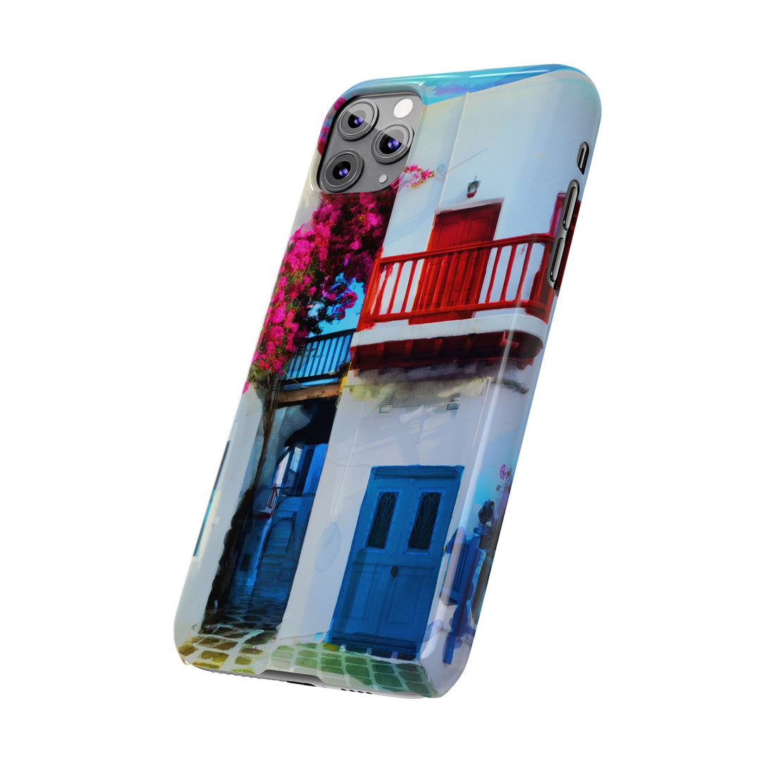 Slim Cute Phone Cases for Iphone | iPhone 15 Case | iPhone 15 Pro Max Case, Iphone 14, Iphone 14 Pro Max, Iphone 13, Colorful Greek Alley Watercolor - Studio40ParkLane