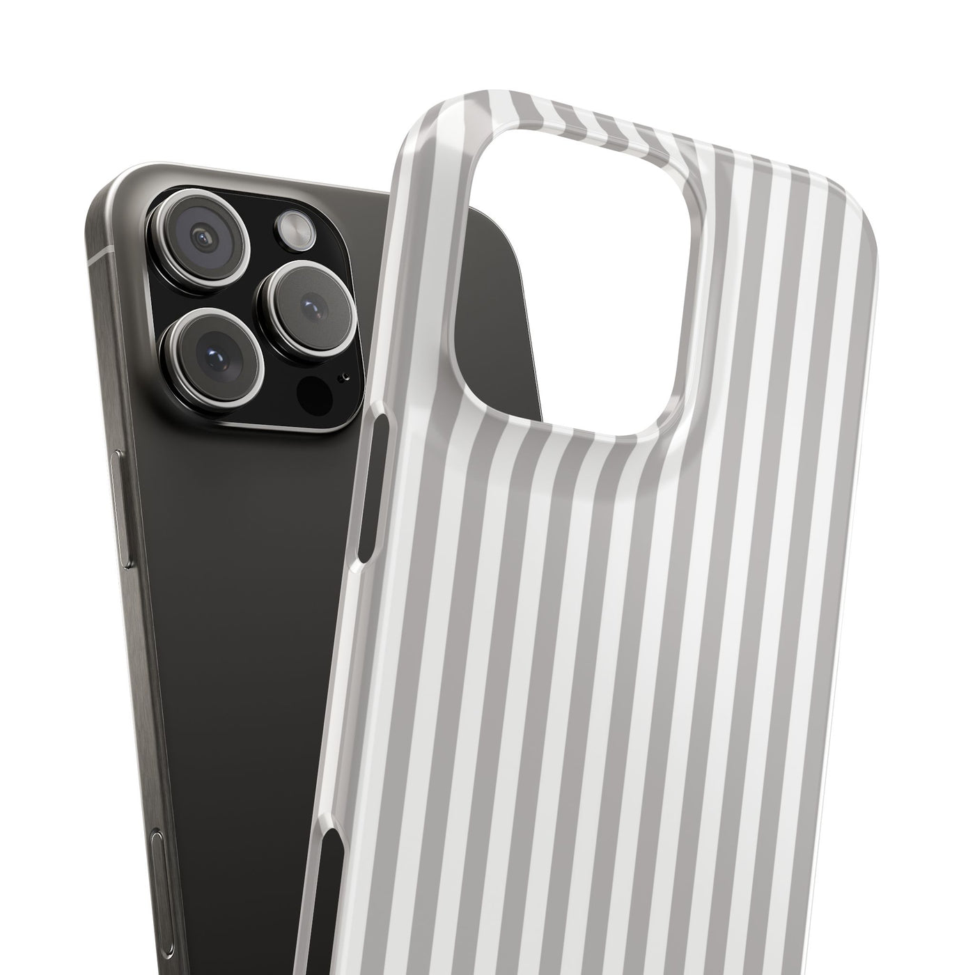 Slim Light Grey Striped Cute Phone Case for Iphone 16 - | iPhone 15 Pro Max Case | iPhone 14 Case Iphone 13 12 11 10 9 8 7 Gift for Her - Studio40ParkLane