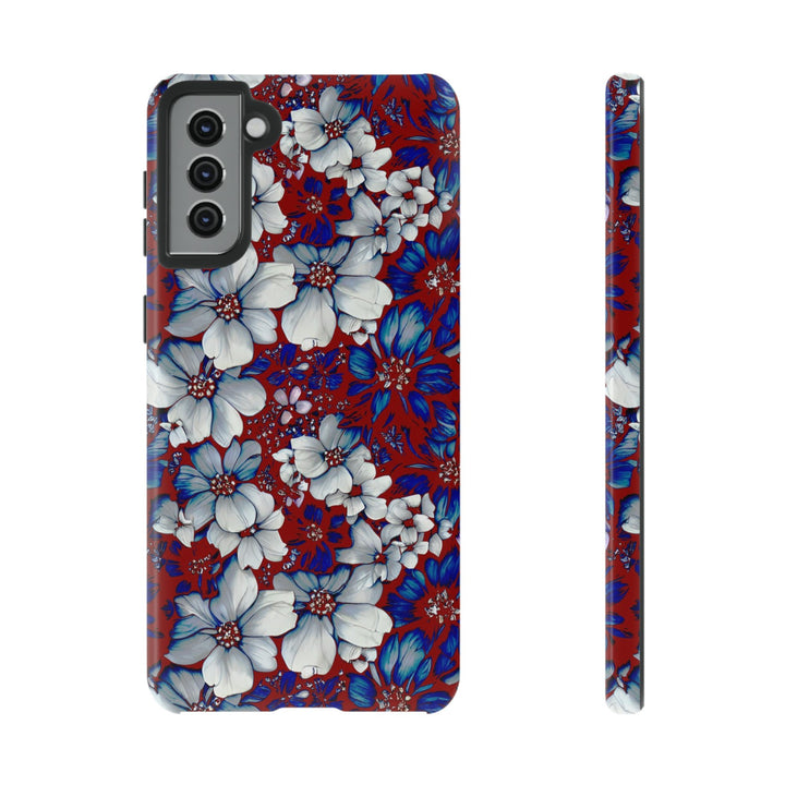 Cute Samsung Phone Case | Aesthetic Samsung Phone Case | Galaxy S23, S22, S21, S20 | Red Blue Flowers, Protective Phone Case - Studio40ParkLane
