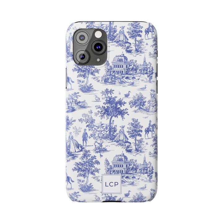 Slim Personalized Slim Blue Vintage French Toile Cute Phone Cases for Iphone 16 Pro Max | iPhone 15 Case | iPhone 15 Pro Max Case, Iphone 14, Iphone 14 Pro Max, Iphone 13 12 11 8 7 - Studio40ParkLane