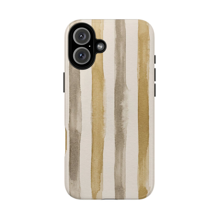 Tough Cute Brown Beige Stripes Phone Case, for IPhone 17 Pro Max | Iphone 17 Air, Iphone 16, IPhone 15, 14 13 12, Samsung Galaxy S26, S25, S24, S23 - Studio40ParkLane
