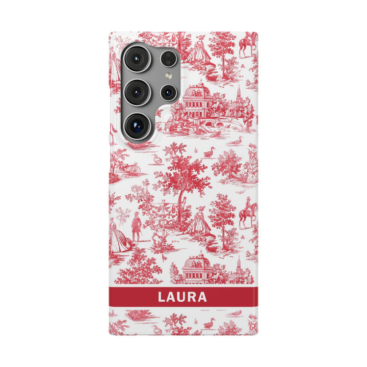 Snap French Toile Personalized Initial Custom Gift for Her Cute Phone Cases for Samsung S24, S23, S22, S21, S20, Plus and Ultra and Iphone, 16, 15, 14, 13, 12, 11. 10 - Studio40ParkLane