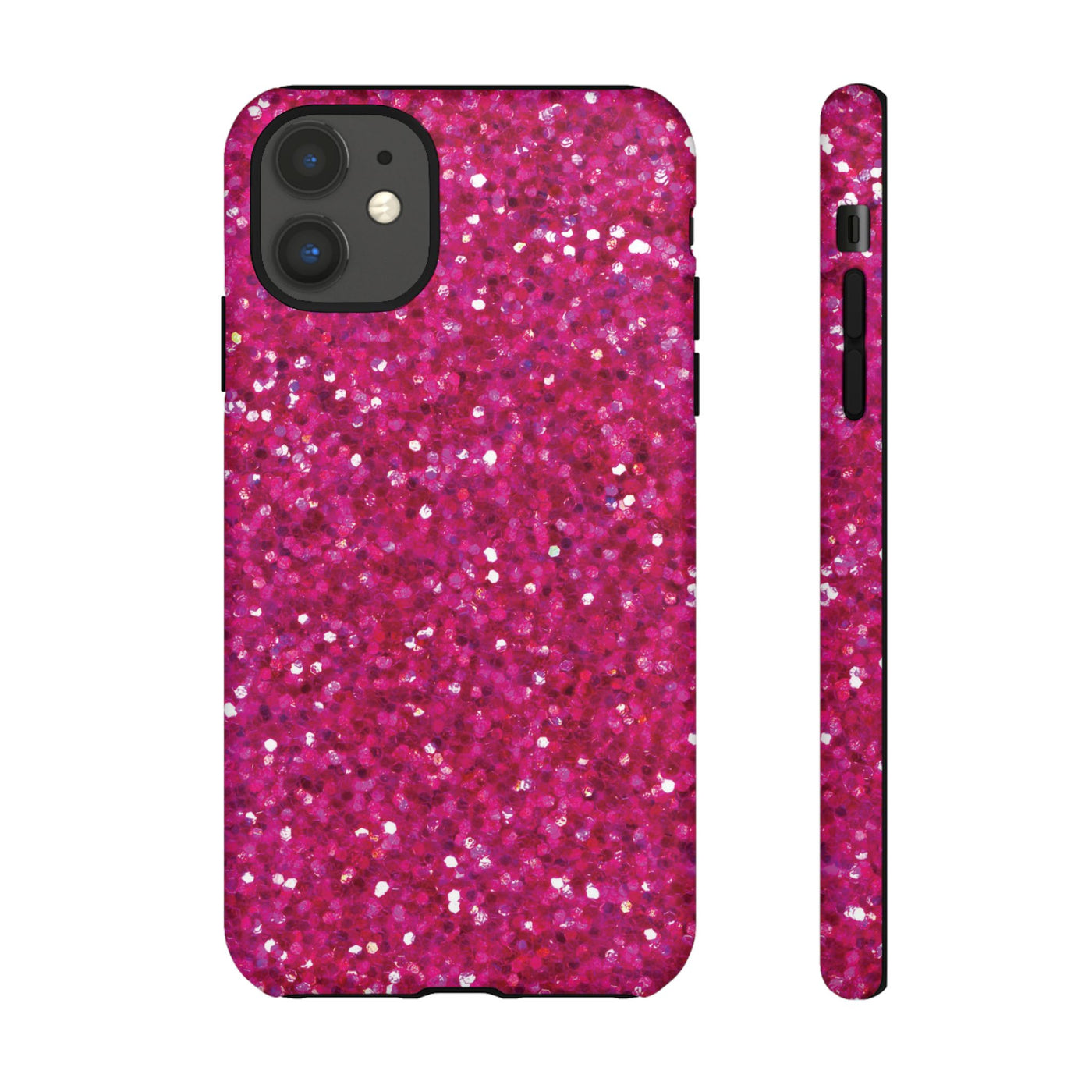 Chic Pink Faux Play on Glitter Effect Cute Phone Case, for IPhone 16 pro Max | Iphone 15, Iphone 14, IPhone 13 Case, 11 8 7, Samsung Galaxy S24, S23, S22, S21, 2 Layer Protection