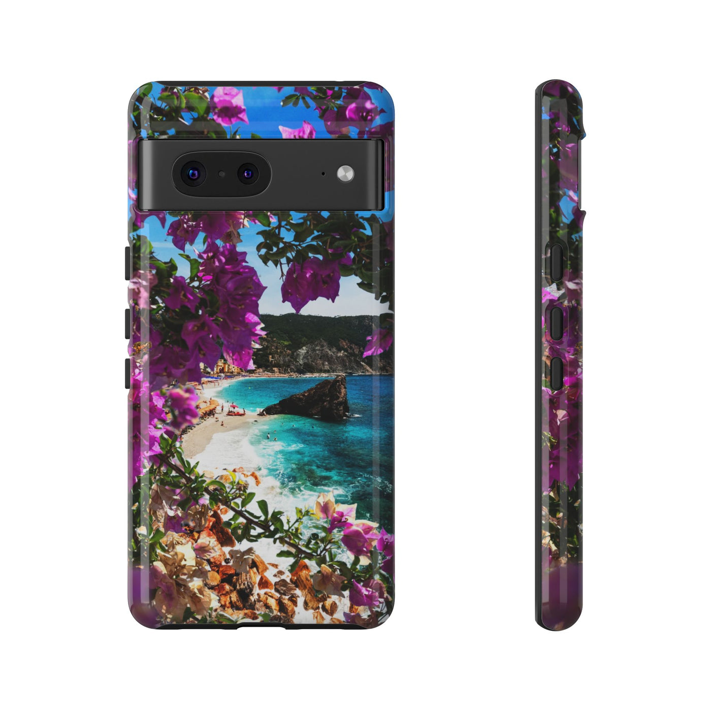 Impact Resistant, Bougainvillea Seaview, Cute Phone Cases for Samsung S24, S23, S22, S21, IPhone 15 pro Iphone 14 pro Iphone 13 IPhone 12 Iphone 11