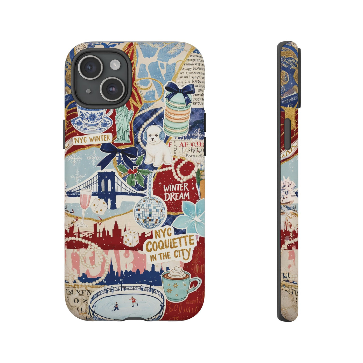 New York Winter Coquette Collage Tough Premium Phone Case - For iPhone 17 Pro Max iPhone 16 Pro iPhone 15 Iphone 14 Plus 13 Pro 12 11 10 XR