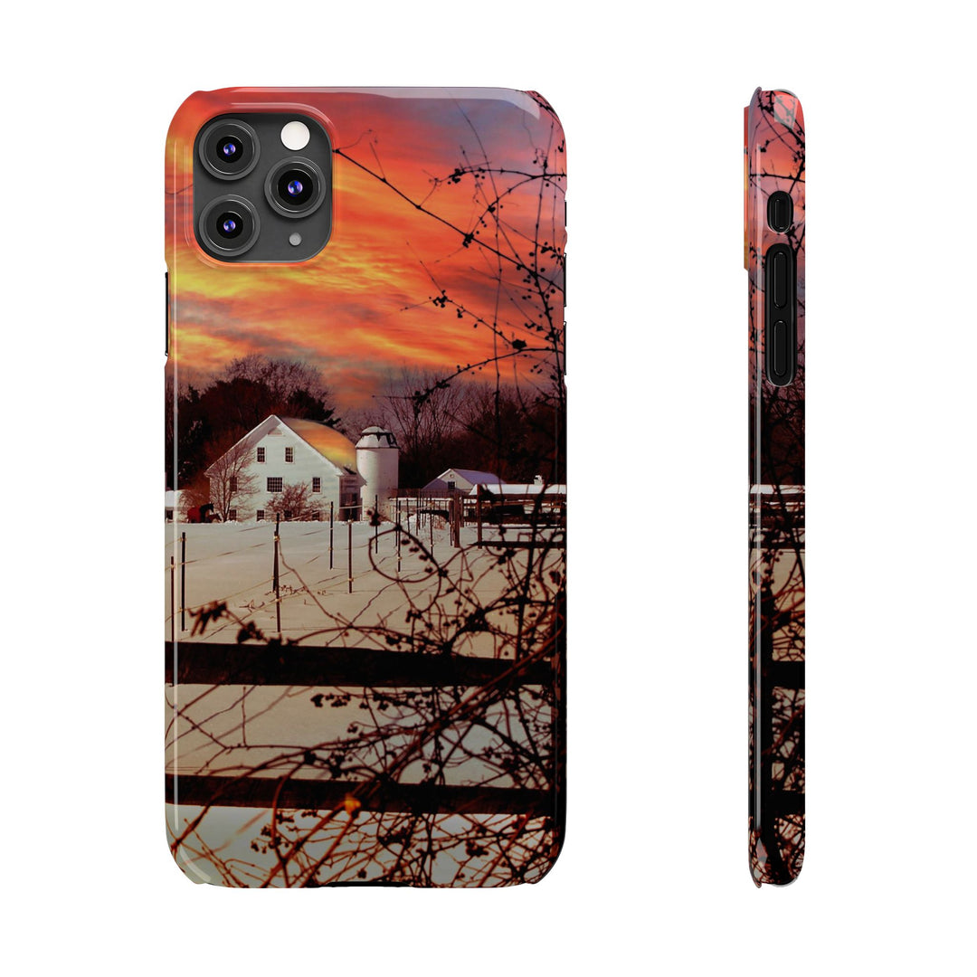 Slim Cute Phone Cases for Iphone - | iPhone 15 Case | iPhone 15 Pro Max Case, Iphone 14 Case, Iphone 14 Pro Max, Iphone 13, New England Winter Sunset - Studio40ParkLane