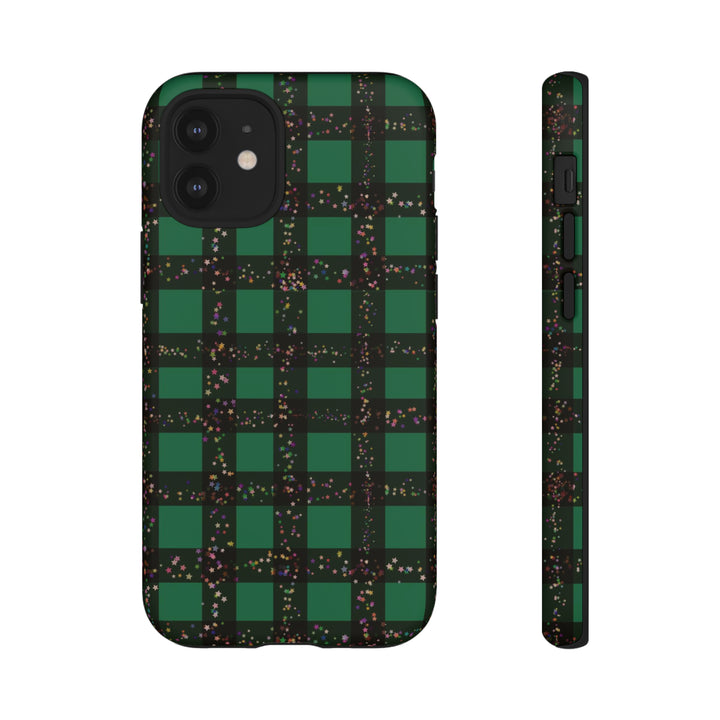 Cute IPhone Case | iPhone 15 Case | iPhone 15 Pro Max Case, Iphone 14 Case, Iphone 14 Pro Max Case IPhone Case for Art Lovers, Green Festive Plaid - Studio40ParkLane