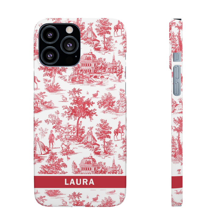 Snap French Toile Personalized Initial Custom Gift for Her Cute Phone Cases for Samsung S24, S23, S22, S21, S20, Plus and Ultra and Iphone, 16, 15, 14, 13, 12, 11. 10 - Studio40ParkLane