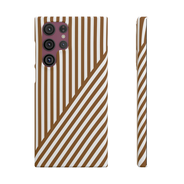 Aesthetic Mocha Brown Stripes Cute Phone Case Sleek Snap - For iPhone 17 Pro Max iPhone 16 Pro iPhone 15 Iphone 14 Plus 13 Pro 12 11 10 Gift - Studio40ParkLane