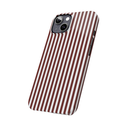 Slim Chocolate Brown Striped Cute Phone Case for Iphone 16 - | iPhone 15 Pro Max Case | iPhone 14 Case Iphone 13 12 11 10 9 8 7 Gift for Her - Studio40ParkLane