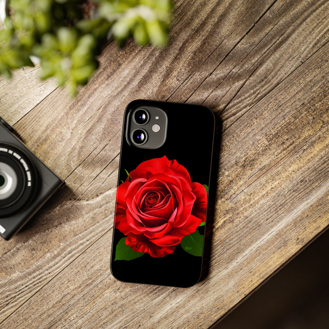 Slim Red Rose Flowers Gift for Her Cute Phone Cases for Iphone 16 Pro Max | iPhone 15 Case | iPhone 15 Pro Max Case, Iphone 14, Iphone 14 Pro Max, Iphone 13 12 11 8 7 - Studio40ParkLane