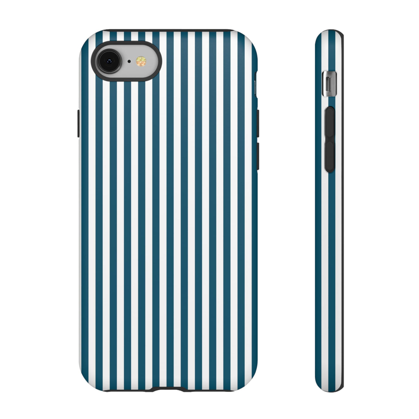 Tough Premium Teal Blue Stripes Phone Case Gift for Her - For Apple iPhone 16 Pro Max 16e iPhone 15 Pro iPhone Iphone 14 Plus 13 Pro 12 SE XR - Studio40ParkLane