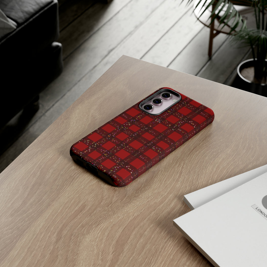 Samsung Phone Cases, Designer Samsung Galaxy S23 Phone Case, Samsung S22 Case, Samsung S21 Case, Samsung S20 Case, Red Festive Plaid - Studio40ParkLane