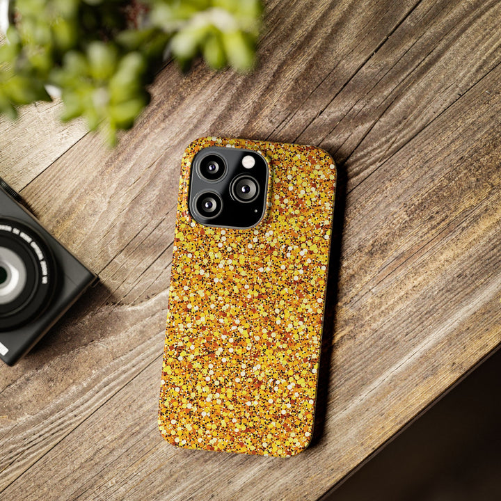 Slim Muted Gold Play on Faux Glitter Effect Cute Phone Cases for Iphone 16 Pro Max | iPhone 15 Case | iPhone 15 Pro Max Case, Iphone 14, Iphone 14 Pro Max, Iphone 13 12 11 8 7 - Studio40ParkLane