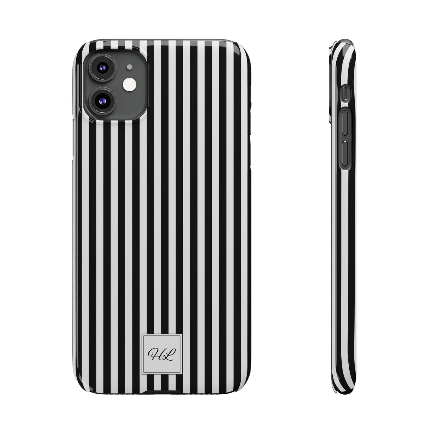 Slim Custom Personalized Black White Striped Phone Case for Iphone 16 - | iPhone 15 Pro Max Case | iPhone 14 Case Iphone 13 12 11 10 9 8 - Studio40ParkLane