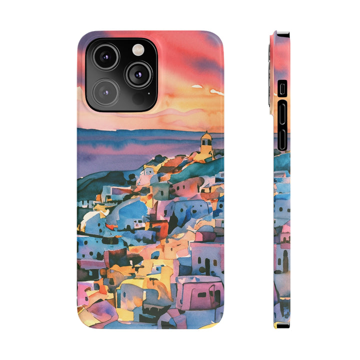 Slim Cute Phone Cases for Iphone | iPhone 15 Case | iPhone 15 Pro Max Case, Iphone 14, Iphone 14 Pro Max, Iphone 13, Colorful Greek House Watercolor - Studio40ParkLane