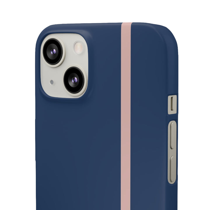 Sleek Navy Blue Pink Stripe Snap Phone Case for iPhone 18 17 16 15 14 13 Pro Max, Samsung Galaxy S26 S25 Ultra Lightweight Cute Phone Case - Studio40ParkLane