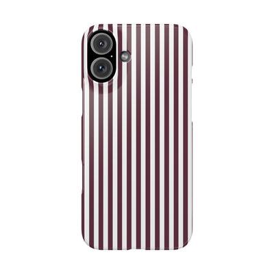Slim Burgundy Wine Striped Cute Phone Case for Iphone 16 - | iPhone 15 Pro Max Case | iPhone 14 Case Iphone 13 12 11 10 9 8 7 Gift for Her - Studio40ParkLane