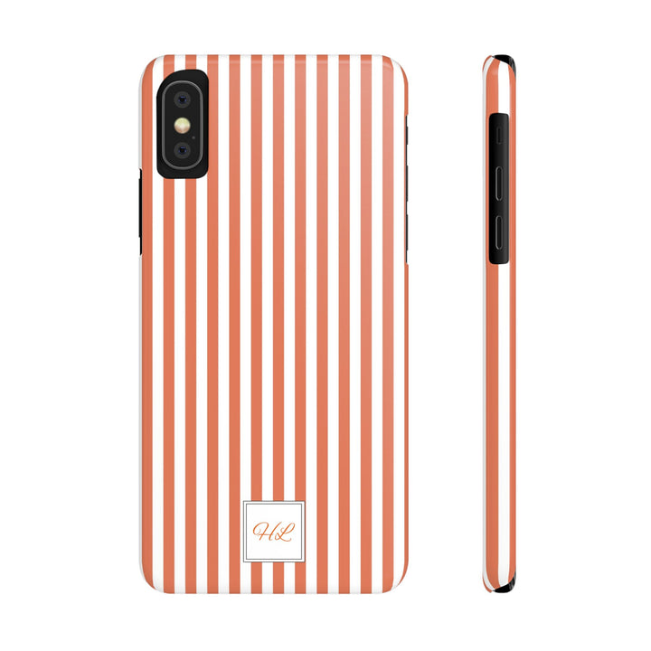 Slim Custom Personalized Winter Peach Striped Phone Case for Iphone 17 - | iPhone 16 Pro Max Case | iPhone 15 Case Iphone 14 13 12 11 10 9 8 - Studio40ParkLane