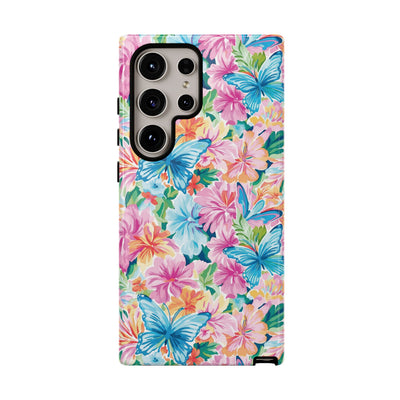 Premium Tough Butterflies Flowers Cute Phone Cases for Samsung S24, S23, S22, S21, S20, Plus and Ultra, Iphone 16 Pro Max,15, 14, 13, 12, 11, 10