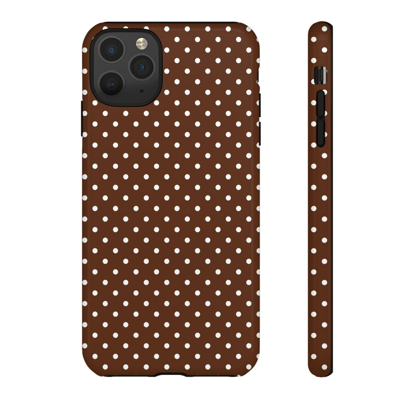 Aesthetic Tough Mocha Brown Polka Dots Premium Phone Case - For iPhone 17 Pro Max iPhone 16 Pro iPhone 15 Iphone 14 Plus 13 Pro 12 11 10 - Studio40ParkLane