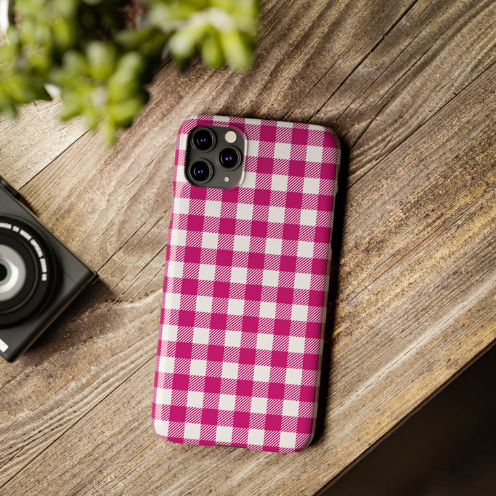 Slim Pink Gingham Gift for Her Cute Phone Cases for Iphone 16 Pro Max | iPhone 15 Case | iPhone 15 Pro Max Case, Iphone 14, 13, 12, 11, 10, 8, 7 - Studio40ParkLane
