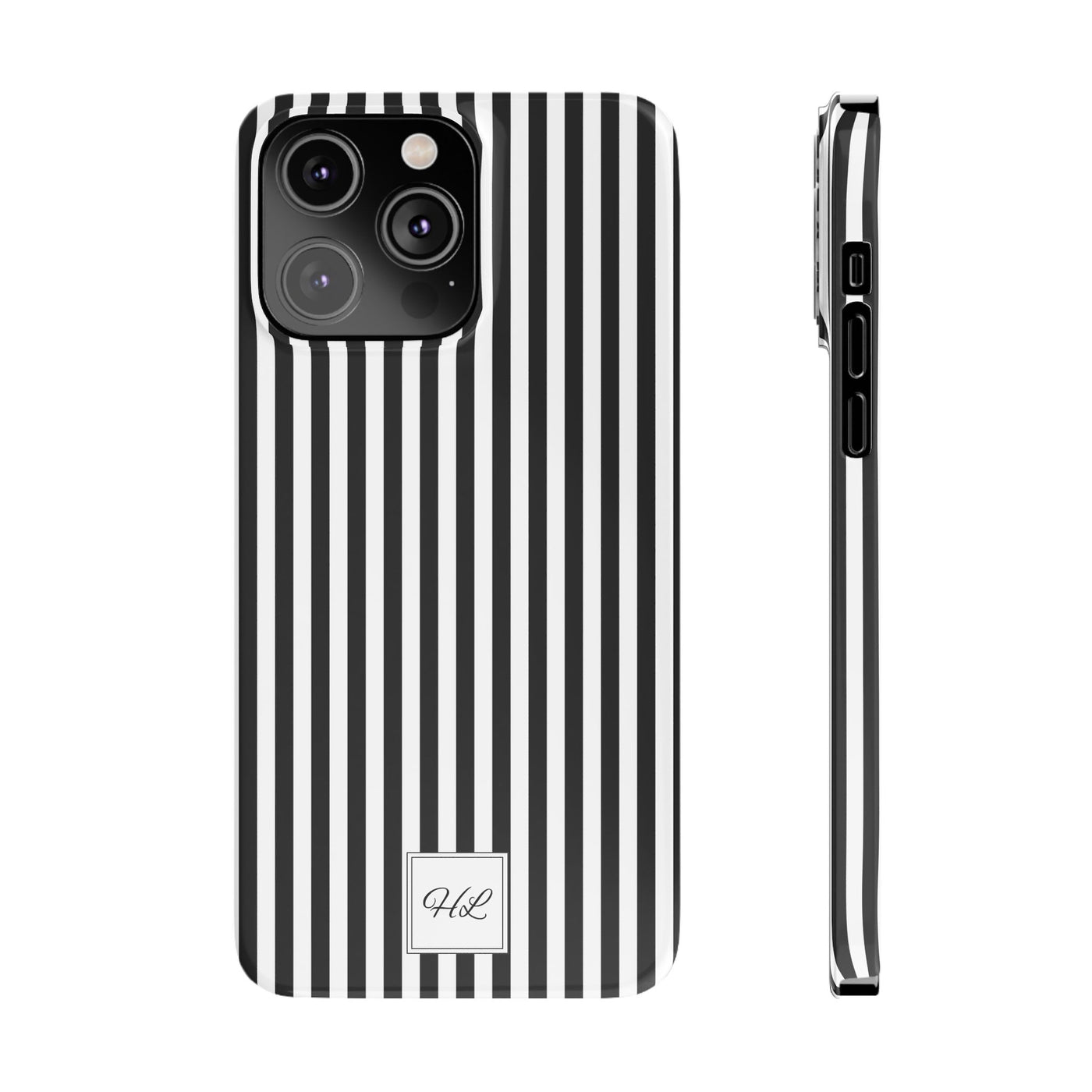 Slim Custom Personalized Black White Striped Phone Case for Iphone 16 - | iPhone 15 Pro Max Case | iPhone 14 Case Iphone 13 12 11 10 9 8 - Studio40ParkLane