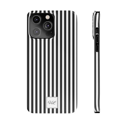 Slim Custom Personalized Black White Striped Phone Case for Iphone 16 - | iPhone 15 Pro Max Case | iPhone 14 Case Iphone 13 12 11 10 9 8 - Studio40ParkLane