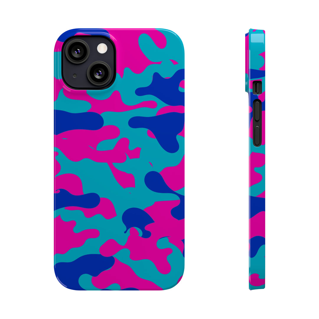 Slim Cute Phone Cases for Iphone - | iPhone 15 Case | iPhone 15 Pro Max Case, Iphone 14 Case, Iphone 14 Pro Max, Iphone 13, Blue Pink Camouflage - Studio40ParkLane