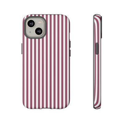 Tough Premium Old Claret Stripes Phone Case Gift for Her - For Apple iPhone 16 Pro Max 16e iPhone 15 Pro iPhone Iphone 14 Plus 13 Pro 12 SE XR - Studio40ParkLane