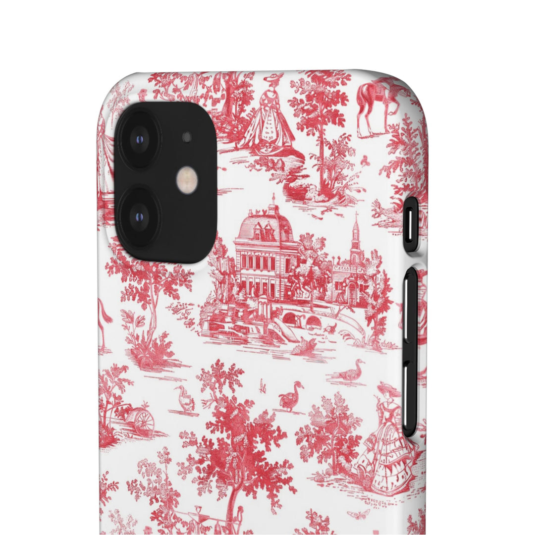 Snap French Toile Personalized Initial Custom Gift for Her Cute Phone Cases for Samsung S24, S23, S22, S21, S20, Plus and Ultra and Iphone, 16, 15, 14, 13, 12, 11. 10 - Studio40ParkLane