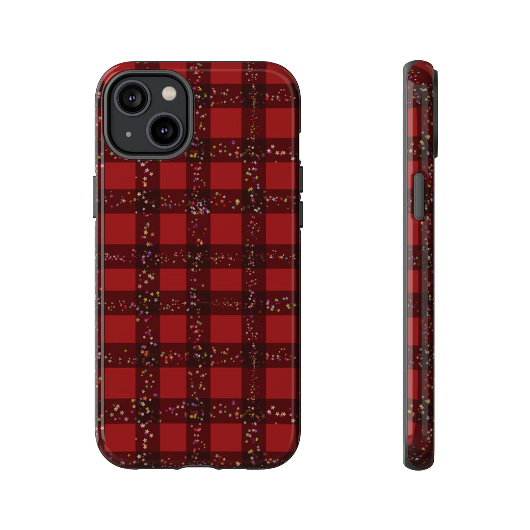 Cute IPhone Case | iPhone 15 Case | iPhone 15 Pro Max Case, Iphone 14 Case, Iphone 14 Pro Max Case IPhone Case for Art Lovers, Red Festive Plaid - Studio40ParkLane