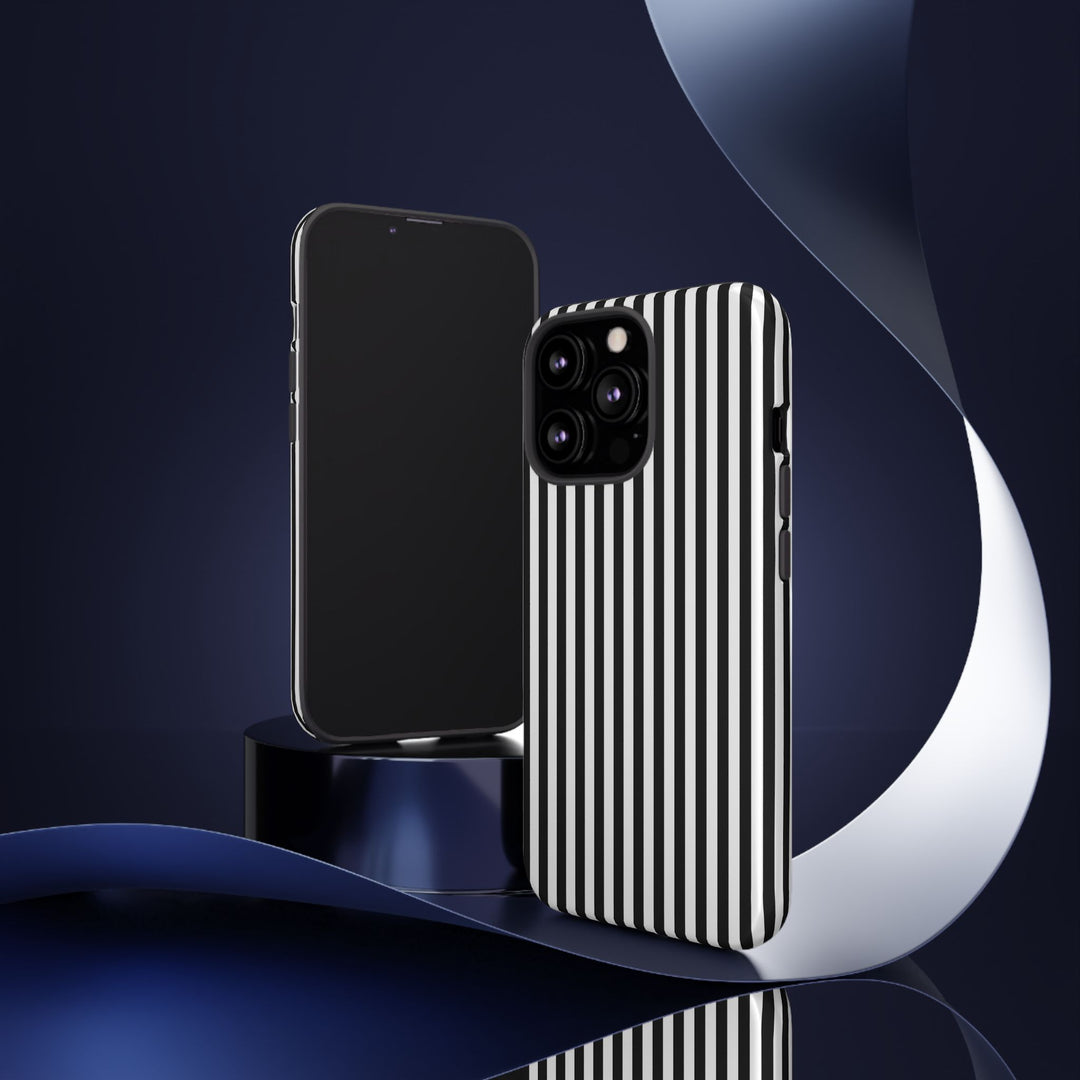 Tough Premium Black White Stripes Phone Case Gift for Her - For Apple iPhone 16 Pro Max 16e iPhone 15 Pro iPhone Iphone 14 Plus 13 Pro 12 SE XR - Studio40ParkLane