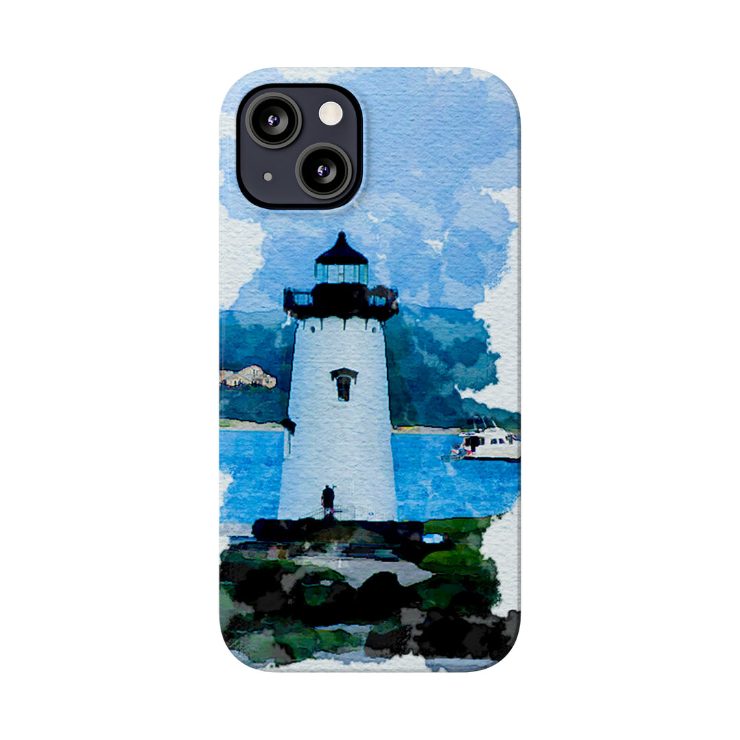 Slim Cute Phone Cases for Iphone - | iPhone 15 Case | iPhone 15 Pro Max Case, Iphone 14 Case, Iphone 14 Pro Max, Iphone 13, Beach Lighthouse Blue - Studio40ParkLane