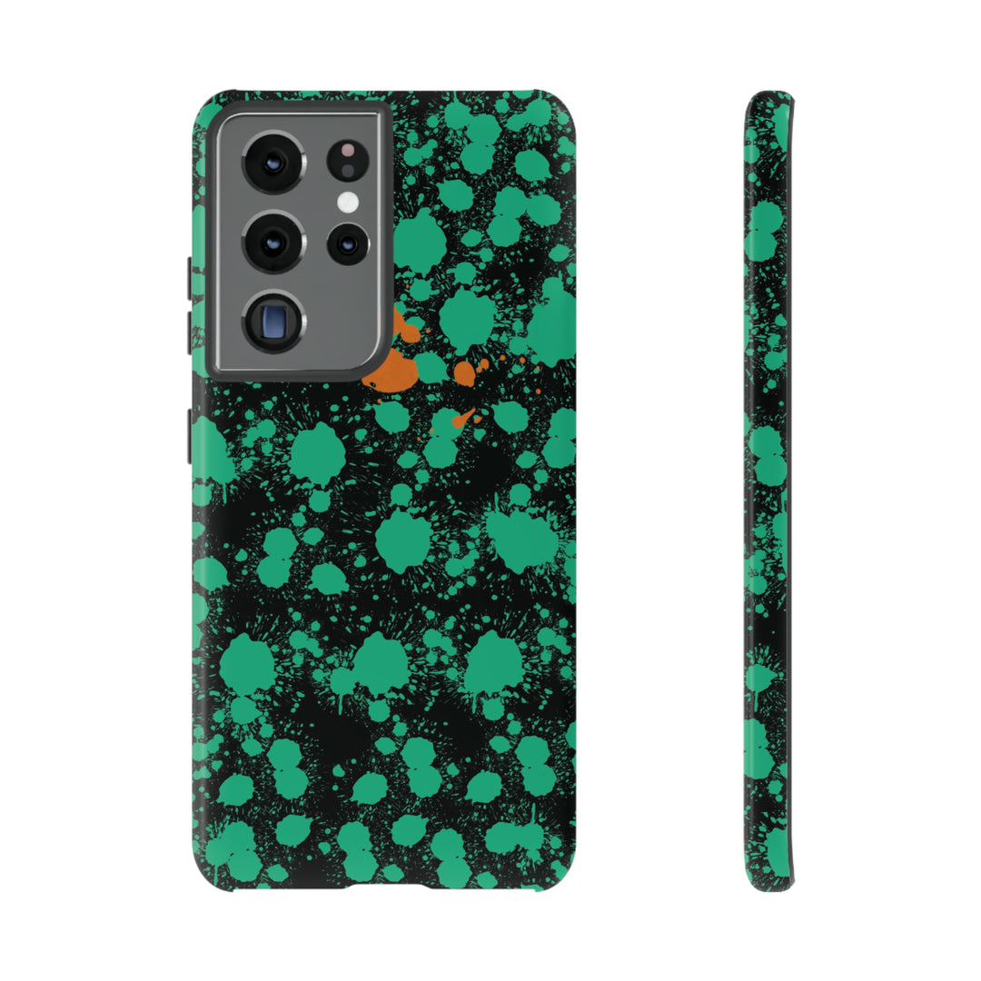 Cute Samsung Phone Case | Aesthetic Samsung Phone Case | Paint Splash Green Orange | Galaxy S23, S22, S21, S20 | Luxury Double Layer | Cool - Studio40ParkLane