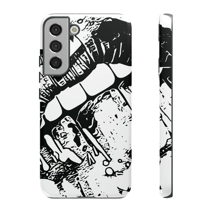 Cute Samsung Phone Case | Aesthetic Samsung Phone Case | Smile Lips Black White | Galaxy S23, S22, S21, S20 | Luxury Double Layer | Cool - Studio40ParkLane
