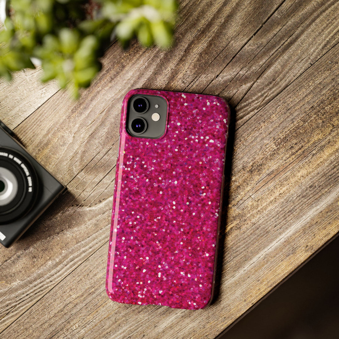 Slim Muted Pink Faux Play on Glitter Effect Cute Phone Cases for Iphone 16 Pro Max | iPhone 15 Case | iPhone 15 Pro Max Case, Iphone 14, Iphone 14 Pro Max, Iphone 13 12 11 8 7 - Studio40ParkLane