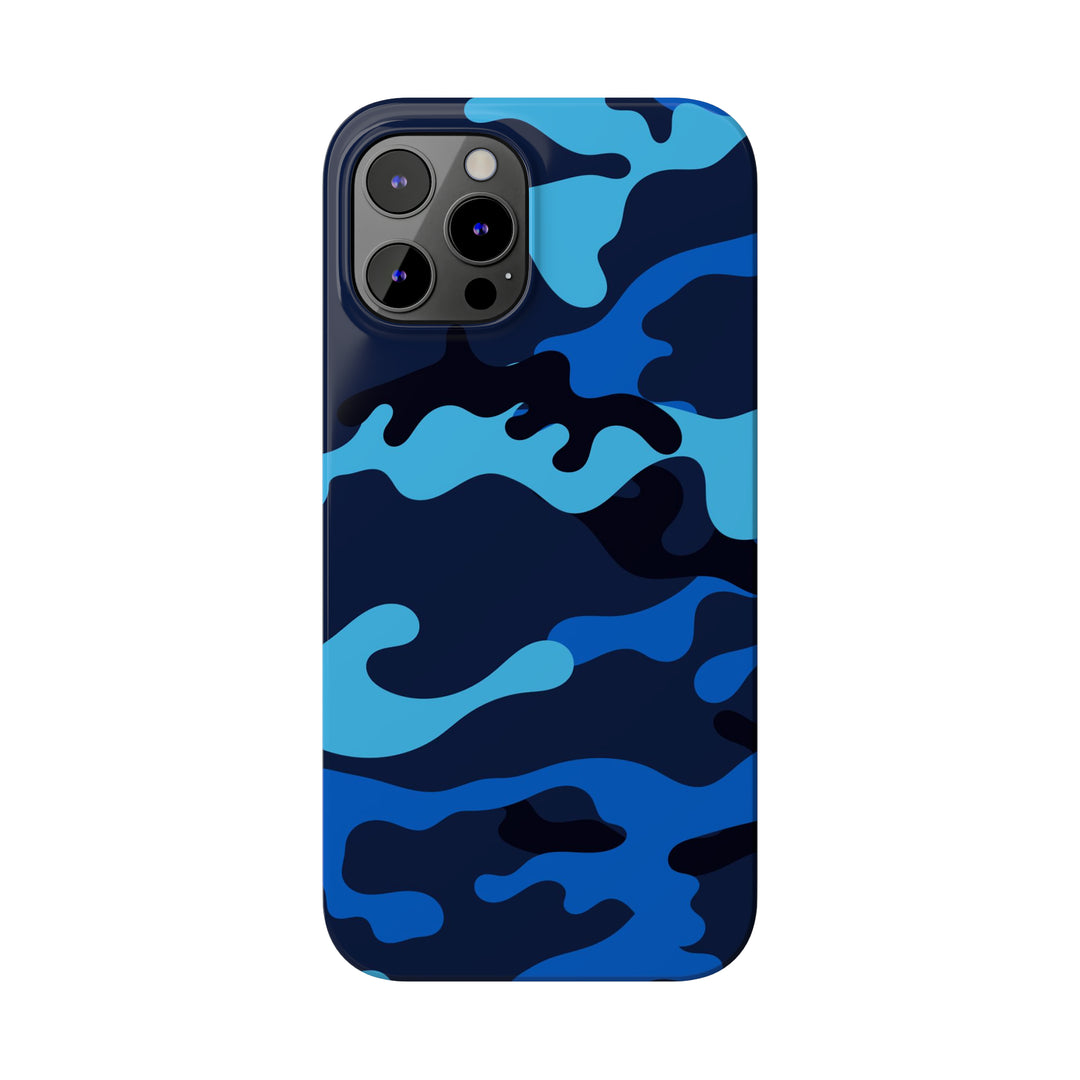 Slim Cute Phone Cases for Iphone - | iPhone 15 Case | iPhone 15 Pro Max Case, Iphone 14 Case, Iphone 14 Pro Max, Iphone 13, Blue Camouflage - Studio40ParkLane
