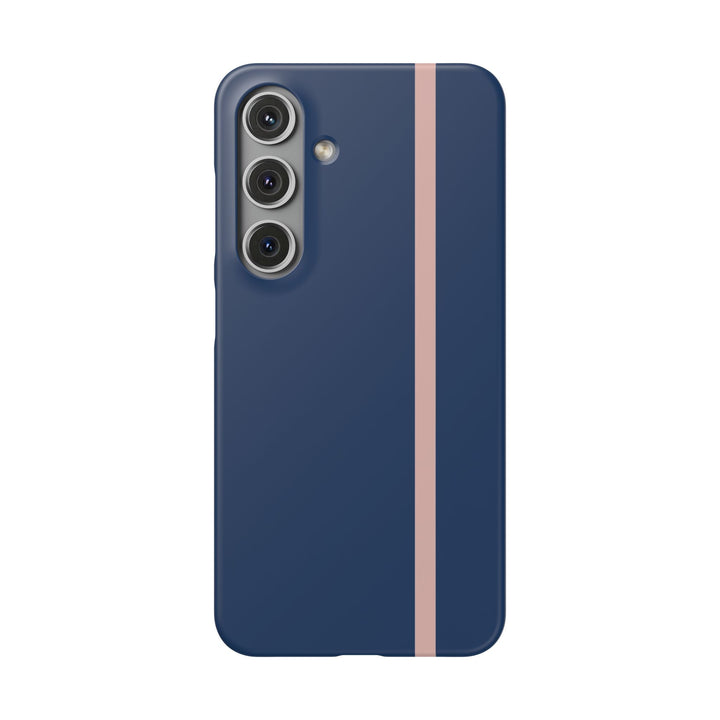 Sleek Navy Blue Pink Stripe Snap Phone Case for iPhone 18 17 16 15 14 13 Pro Max, Samsung Galaxy S26 S25 Ultra Lightweight Cute Phone Case - Studio40ParkLane