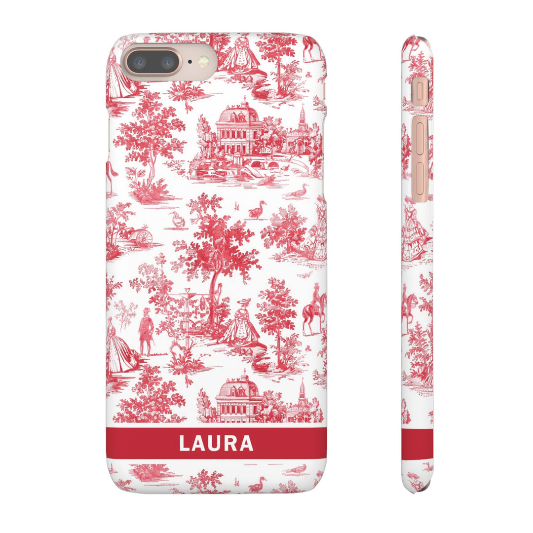 Snap French Toile Personalized Initial Custom Gift for Her Cute Phone Cases for Samsung S24, S23, S22, S21, S20, Plus and Ultra and Iphone, 16, 15, 14, 13, 12, 11. 10 - Studio40ParkLane