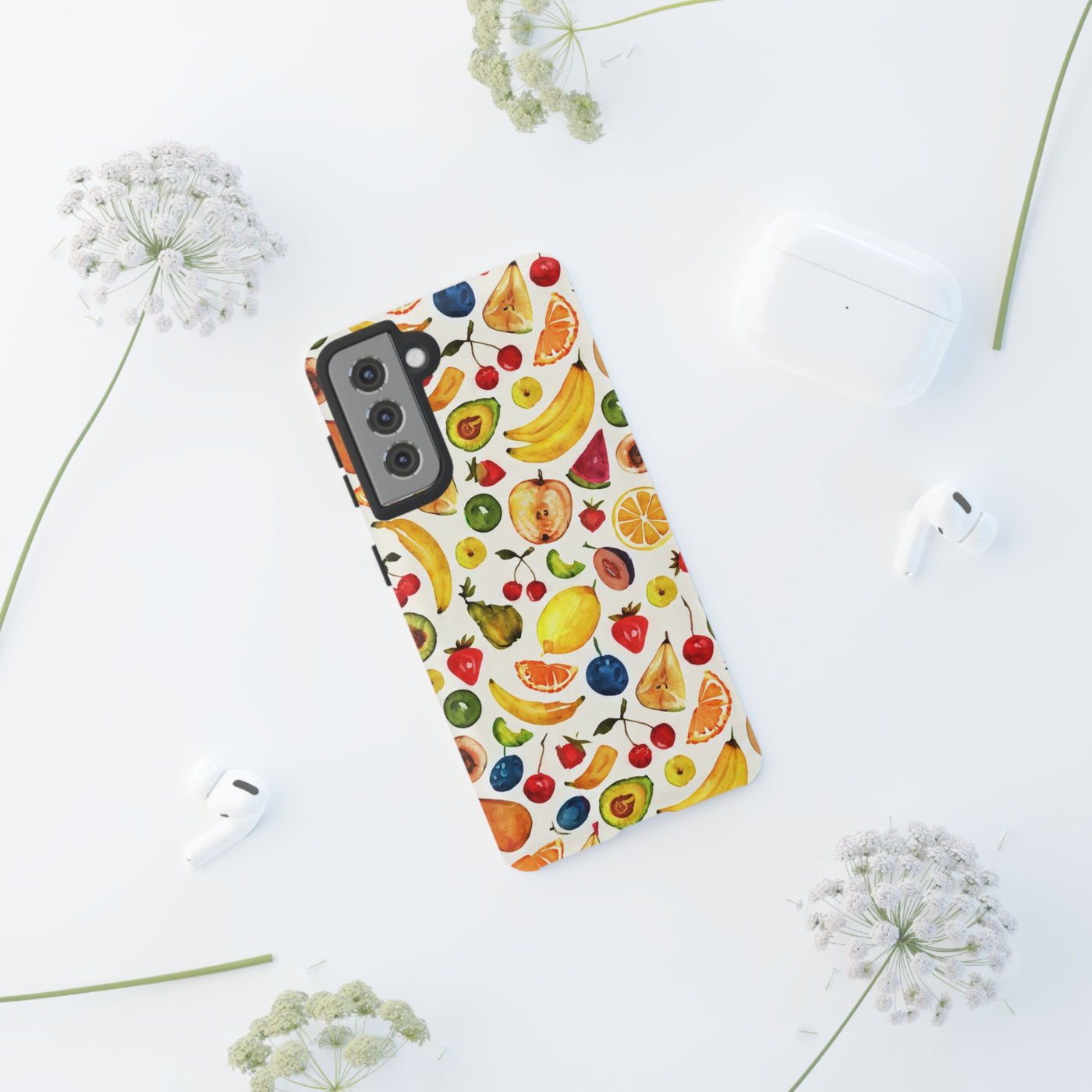 Impact Resistant, Mixed Fruits, Cute Phone Cases for Samsung S24, S23, S22, S21, IPhone 15 pro Iphone 14 pro Iphone 13 IPhone 12 Iphone 11