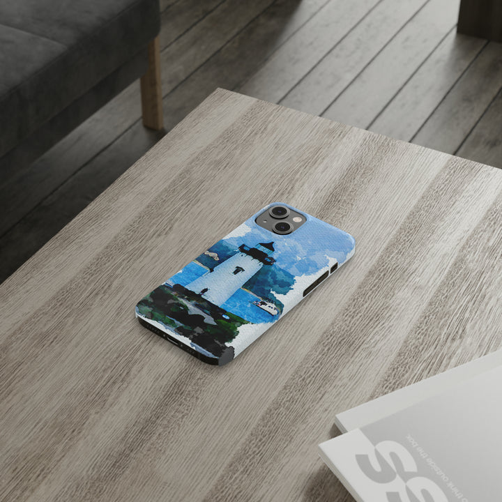 Slim Cute Phone Cases for Iphone - | iPhone 15 Case | iPhone 15 Pro Max Case, Iphone 14 Case, Iphone 14 Pro Max, Iphone 13, Beach Lighthouse Blue - Studio40ParkLane