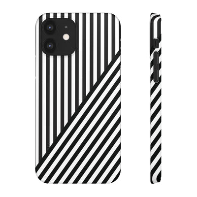 Aesthetic Black White Stripes Cute Phone Case Sleek Snap - For iPhone 17 Pro Max iPhone 16 Pro iPhone 15 Iphone 14 Plus 13 Pro 12 11 10 Gift - Studio40ParkLane