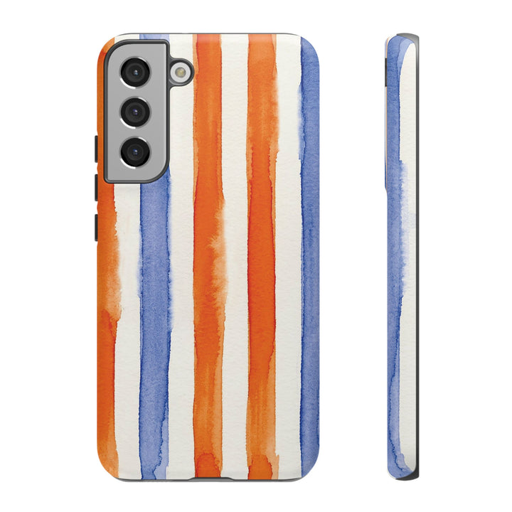 Tough Cute Blue Orange Stripes Phone Case, for IPhone 17 Pro Max | Iphone 17 Air, Iphone 16, IPhone 15, 14 13 12, Samsung Galaxy S26, S25, S24, S23 - Studio40ParkLane