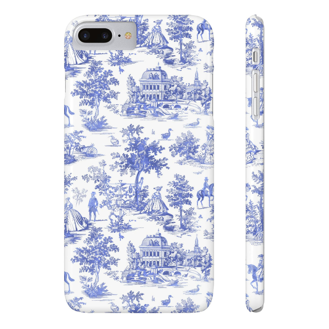 Slim Blue Vintage French Toile Cute Phone Cases for Iphone 16 Pro Max | iPhone 15 Case | iPhone 15 Pro Max Case, Iphone 14, Iphone 14 Pro Max, Iphone 13 12 11 8 7 - Studio40ParkLane